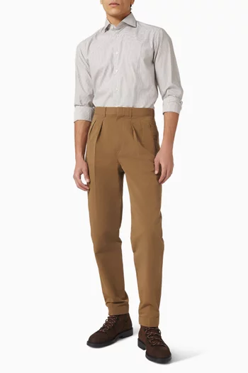 قميص بنقشة مربعات قطن تويل