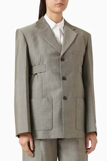 جاكيت بأربطة قابلة للتعديل صوف وموهير