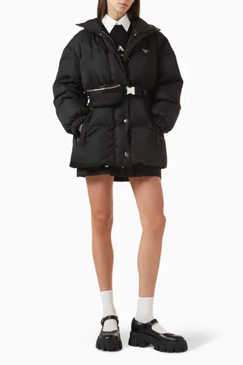 Belted Down Jacket in Re-Nylon