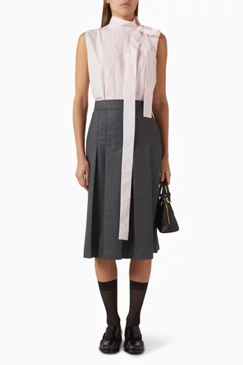Embroidered Bow Top in Poplin