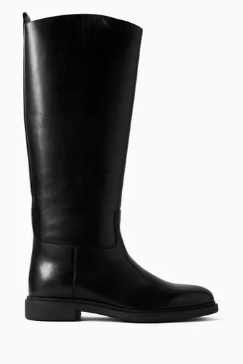 Knee-high Flat Boots in Leather