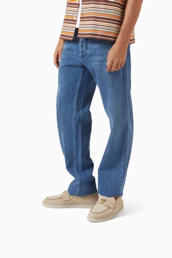 Logo Loafers in Suede & Shearling