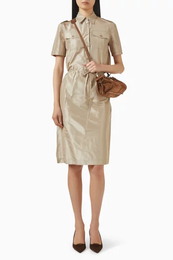 Drawstring Skirt in Silk Taffeta