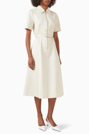 Zip Belted Chino Shirt Dress