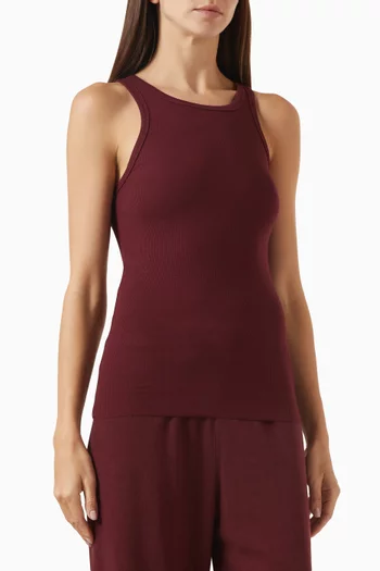 High-Neck Tank in Butter Rib Fabric