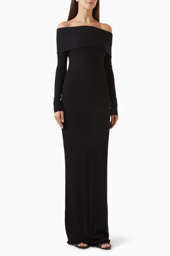 Off-Shoulder Maxi Dress in Butter Rib Fabric