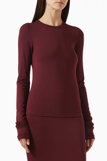 Crewneck Long Sleeve T-shirt in Jersey