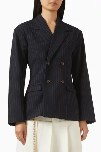 Pinstripe Double-breasted Blazer