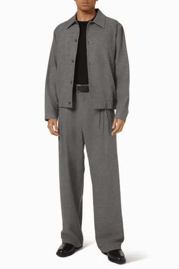 Falcon Pleated Wide-leg Pants in Wool