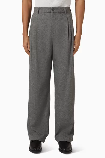 Falcon Pleated Wide-leg Pants in Wool