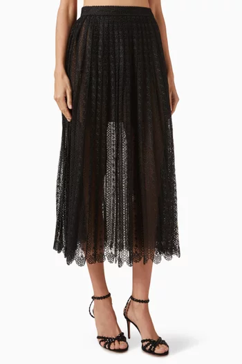Lace Midi Skirt in Organza