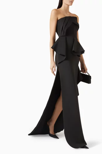 Ruffle Strapless Gown in Scuba