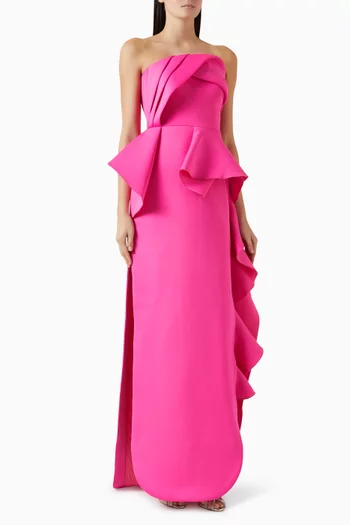 Ruffle Strapless Gown in Scuba