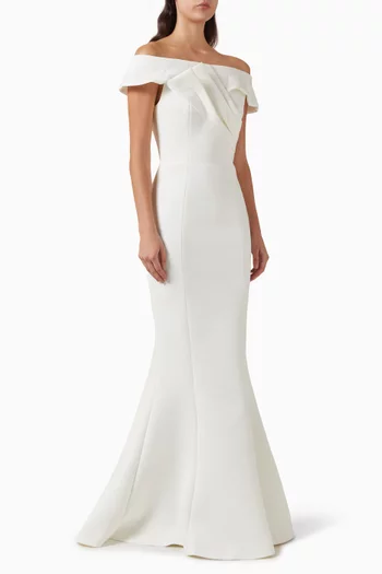 Off-shoulder Gown in Scuba