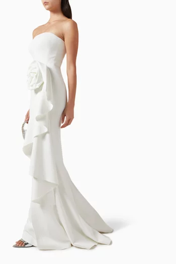 3D Floral Gown in Scuba