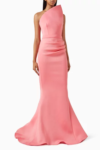 One-shoulder Gown in Scuba