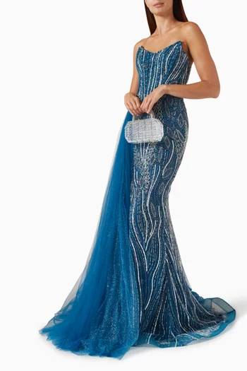 Bead-embroidered Gown in Tulle