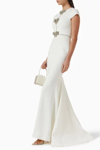 Bow Crystal-embellished Gown in Crepe