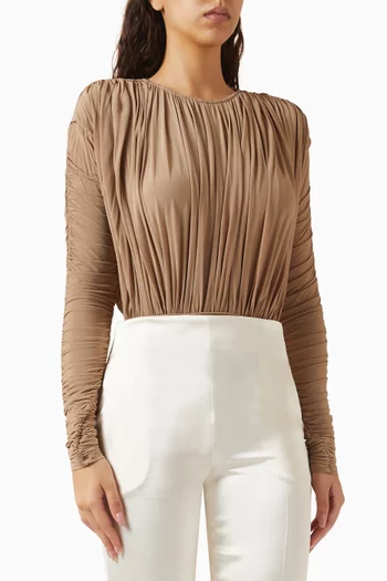 Zyana Draped Bodysuit in Viscose Blend