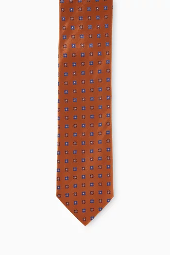 Micro Floral-print Tie in Woven-silk