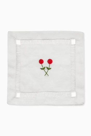 À Jour & Twin Rose Embroidery Dinner Napkins, Set of 2