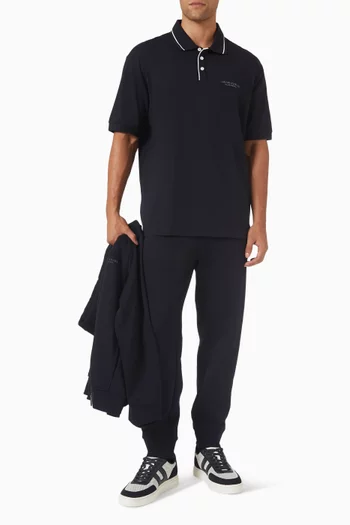 AX Logo Polo Shirt in Stretch Cotton-jersey