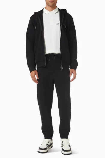 Tonal Logo Zipped Hoodie in Cotton