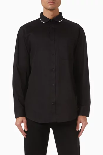 Contrast-trim Collar Shirt in Cotton