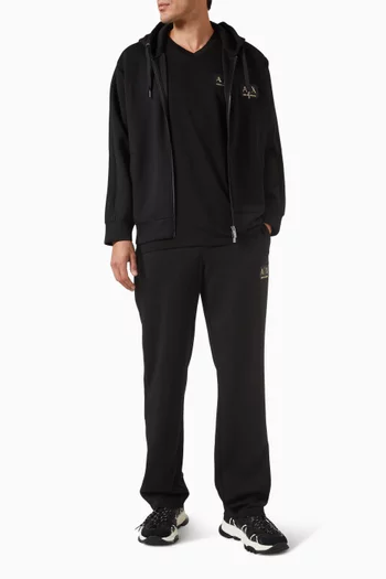 Logo V-neck T-shirt in Cotton