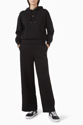 سويت شيرت بغطاء رأس وشعار الماركة AX قطن مطاطي