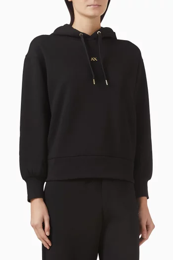 سويت شيرت بغطاء رأس وشعار الماركة AX قطن مطاطي