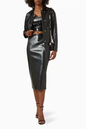 تنورة متوسطة الطول جلد