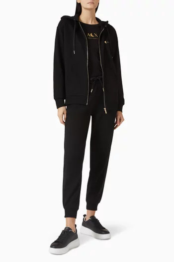 تي شيرت بقصة بويفريند وطبعة شعار الماركة قطن