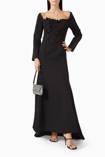 3D Floral-applique Gown