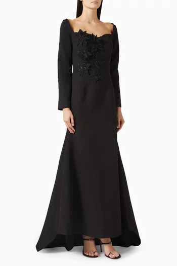 3D Floral-applique Gown