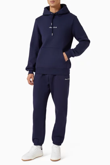 كنزة بغطاء رأس بشعار الماركة مزيج قطن