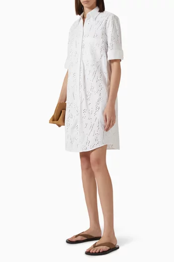 Broderie Shirt Dress in Organic-cotton