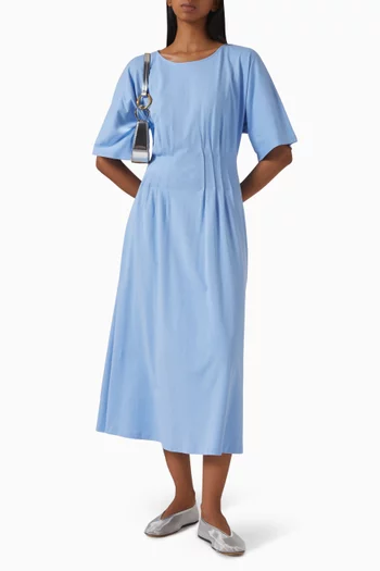 Pintuck Midi Dress in Cotton
