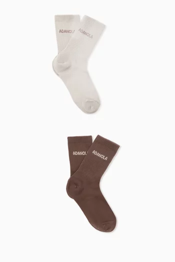 Logo Socks in Cotton-blend, Set of 2