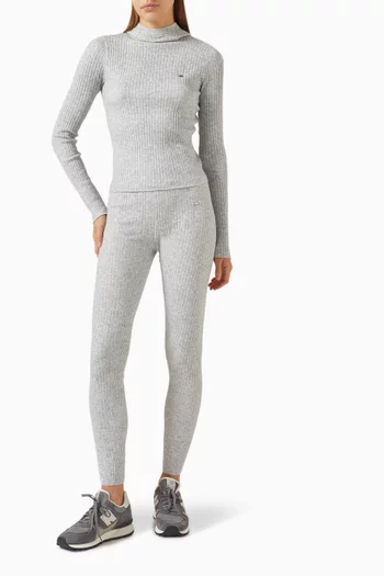 بلوزة بغطاء رأس نسيج مارينو مضلع