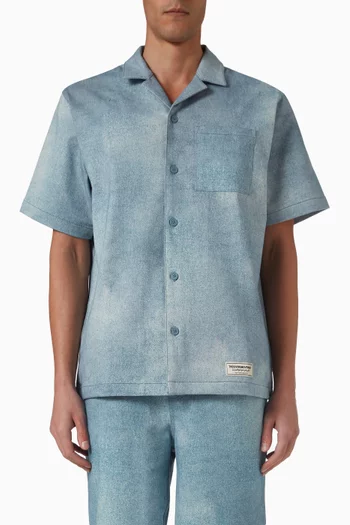 Oversized Bowling Shirt in Soft Denim