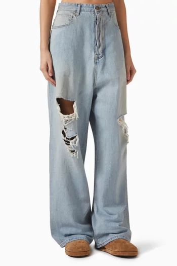 Baggy Distressed Jeans in Denim