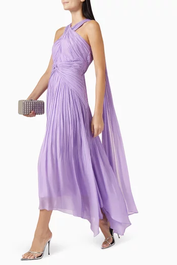 Halterneck Pleated Maxi Dress