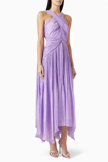 Halterneck Pleated Maxi Dress