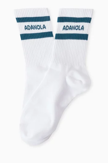 Logo Stripe Socks in Organic Cotton Blend