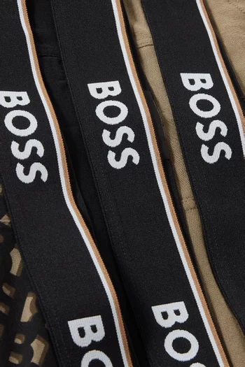 طقم بوكسر بشعار الماركة قطن مطاطي، 3 قطع