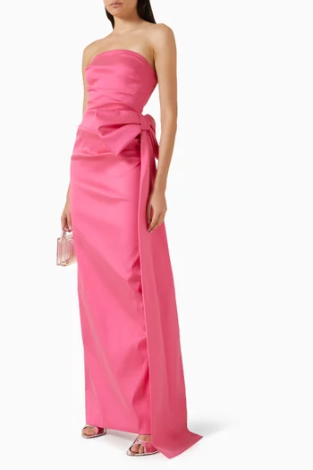 Side Bow Gown in Stretch Mikado
