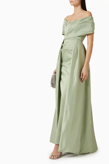 Off-shoulder Gown in Taffeta
