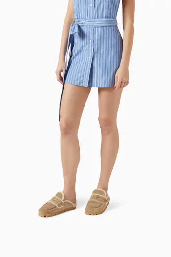 Logo Mules in Suede & Shearling