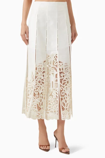 تنورة روزماري مزينة بتطريزات مزيج كتان